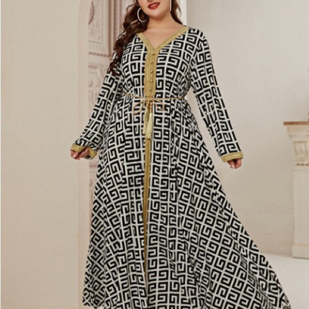 Abaya Womens Plus Size Fashion Elegant Stitching Ramadan Maxi Dress